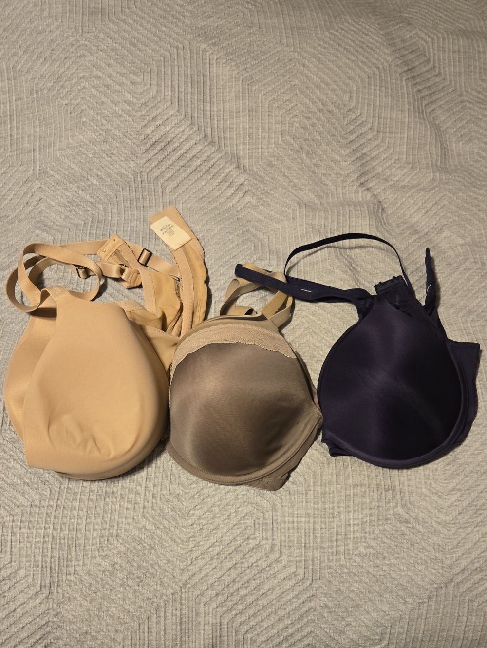 3 For 1 Calvin Klein Smooth T-Shirt Bras in Beige, Taupe & Navy